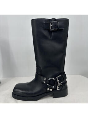 Women's Michael Michael Kors Crosby Leather Moto Boots Black 8